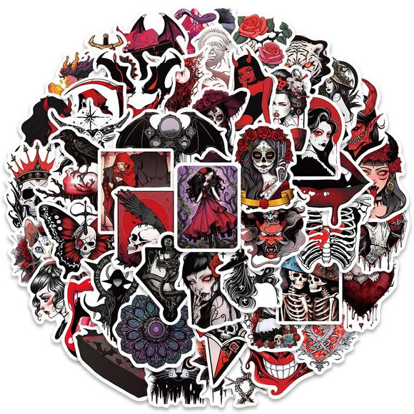 10/50pcs Horror Skull Waterproof Sticker